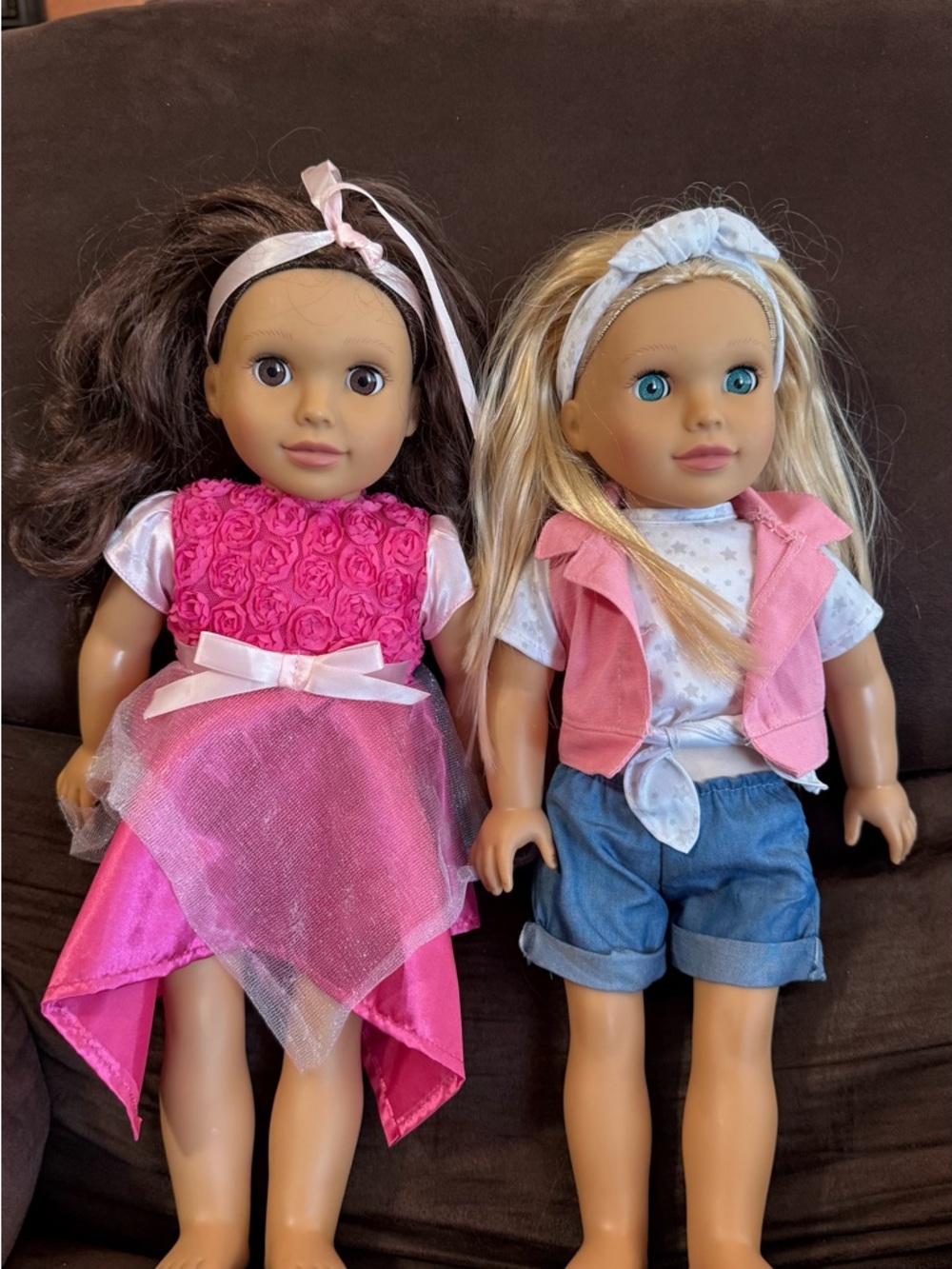 Fashion Play Doll Set with Pink Dress and Casual Outfit